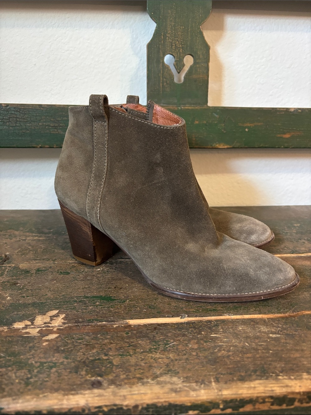 Madewell Olive Suede Ankle Booties